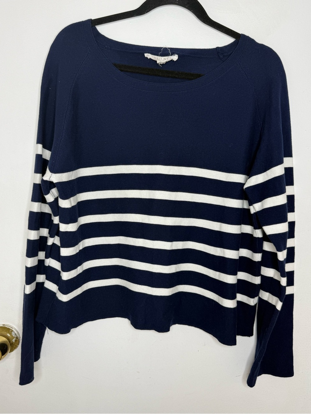 Striped Navy and White Scoop Neck Sweater